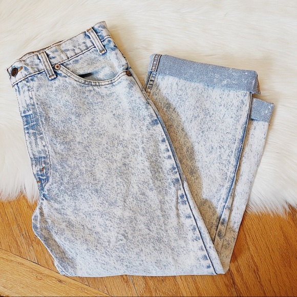 ʟᴇᴠɪs Orange Tab Acid Wash Vintage High Waisted - Picture 2 of 8